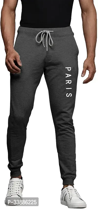 Stylish Grey Cotton Blend Printed Track Pant For Men-thumb0