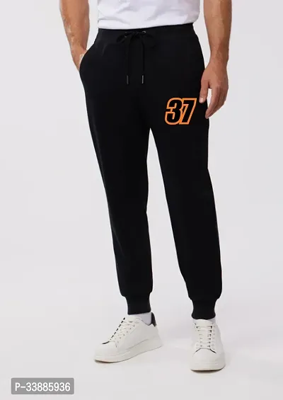 Stylish Black Cotton Blend Printed Track Pant For Men-thumb0