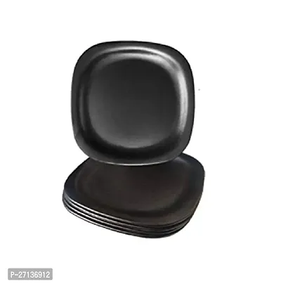 Stylish Black Melamine, Quarter Serving Plate, Set Of 6, Black-thumb0