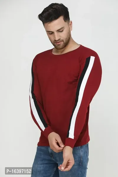 Classic designer Cotton Maroon Full Sleeves Solid Tshirts-thumb0