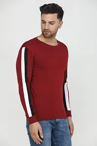 Classic designer Cotton Maroon Full Sleeves Solid Tshirts-thumb2