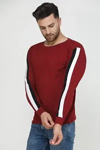 Classic designer Cotton Maroon Full Sleeves Solid Tshirts-thumb1