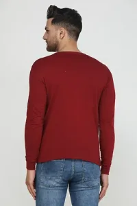 Classic designer Cotton Maroon Full Sleeves Solid Tshirts-thumb3