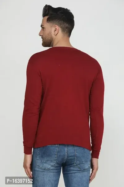 Classic designer Cotton Maroon Full Sleeves Solid Tshirts-thumb4