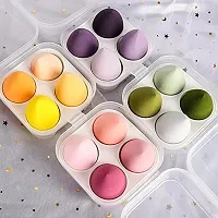 AMANYA Beauty Blender Sponge in A Storage Box, Makeup Cosmetic Puff Makeup Sponge With Storage Box Foundation Powder Sponge Beauty Tools Women Makeup Accessories (4 Pcs in box) Multicolour)-thumb1