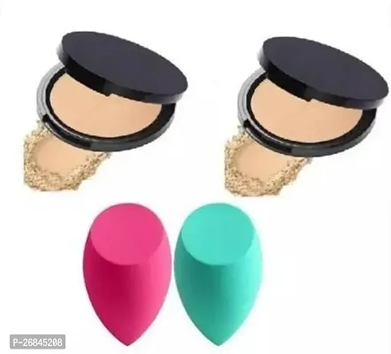 2 Makeup Compact Powder with 2 Beauty Blender Puff-thumb0