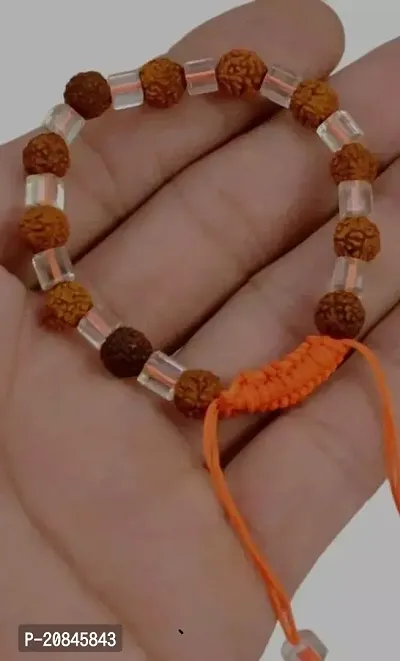 5 Mukhi Rudraksha And Sphatik Crystal Bracelet Adjustable-thumb0