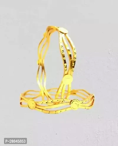 Beautiful Fancy Design Curvy Gold Plated Bangles Party Wear Jewelery