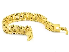 MLD_Stylish Micro Gold Plated Chunky Bracelet for Men - Stainless Steel Chain Links Golden Colour Loose Style Braslet for Mens  Boys-thumb1