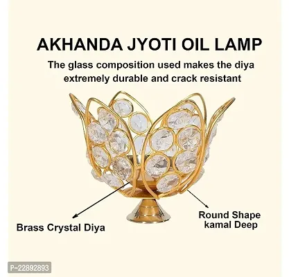 MLD_Crystal Diya for Home Decoration Diya Stand for Lights Festival Temple Daily Pooja Deepak Diwali Deacute;cor Deepam Oil Lamp Traditional Puja Articles Gifting