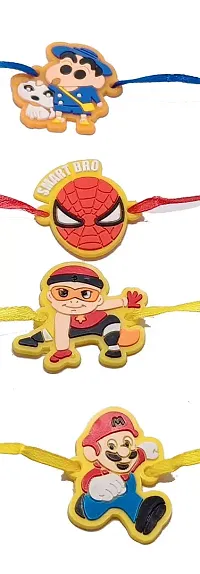 KAVIM Soft rubber Super Hero, Sin chan, Spider Man and Super Mario 2 set kids Rakhi RAKHI 23222-thumb1