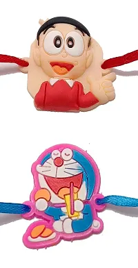 KAVIM Soft rubber Nobita and Doraemon 2 set kids Rakhi RAKHI 23219-thumb1