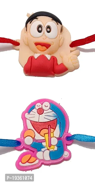 KAVIM Soft rubber Nobita and Doraemon 2 set kids Rakhi RAKHI 23219-thumb2