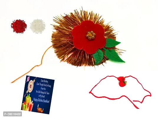 1 traditional n 1 bhagwan ji ki rakhi n Greeting card, roli chawal