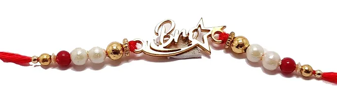 KAVIM Gold plated Metal Star Bro Designer Rakhi-thumb1