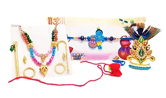 1 Krishna Rakhi, 1 Rubber Rakhi with Singar Items for Ladoo Gopal 0-2 Size-thumb2