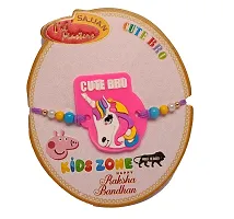 Unicorn Rubber rakhi for Kids With Roli chawal chandan and Greeting card-thumb1