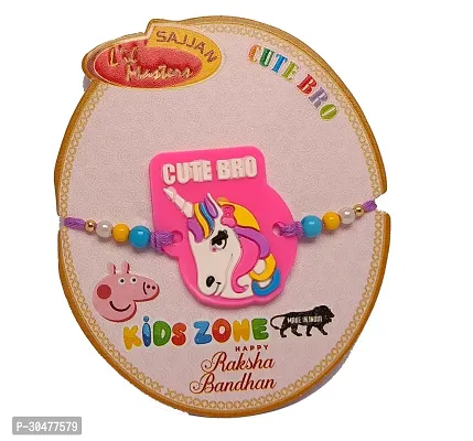 Unicorn Rubber rakhi for Kids With Roli chawal chandan and Greeting card-thumb2