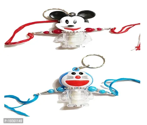 KAVIM  Doraemon ,Micky Mouse and two Smiley light Kids Rakhi-thumb2