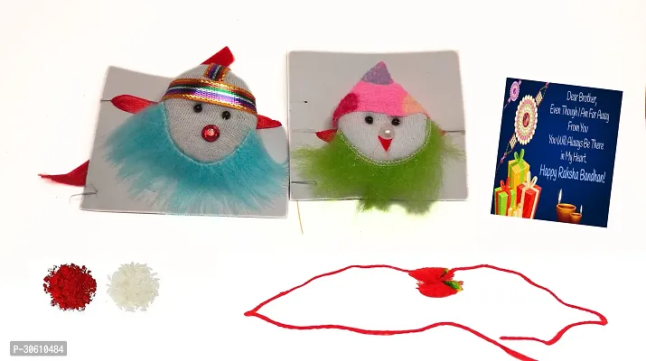 2 Fabric Fur Kids Rakhi N Greeting Card-thumb0