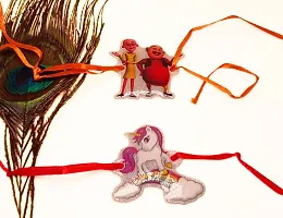 Motu Patlu Unicorn Glittering Rakhi For Kids Pack Of 2-thumb1