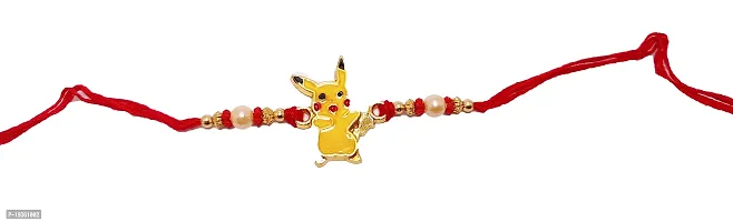 KAVIM  Gold plated  Pikachu cartoon kalawa thread  1 kid's rakhi RAKHI 23152-62