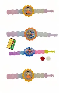 4 Pop It light Cartoon Kids Rakhi with Roli chawl n Greeting Card-thumb1