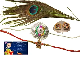 KAVIM Designer, metal Krishna Ji 2 set Rakhi with 10 cm plate Greeting Card-thumb1