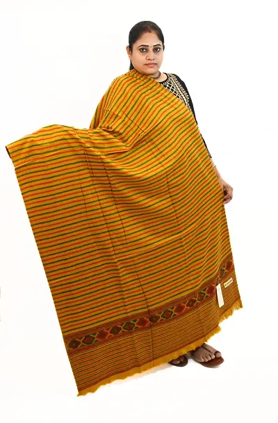 Vrinde Women Shawl Stripes Wool Yellow