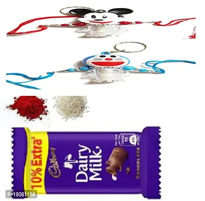 KAVIM  Doraemon ,Micky Mouse light Kids Rakhi with choclate