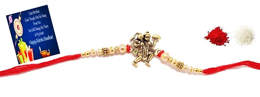 1 Hanuman Ji Metal N Evil Eye  Bracelet , 1 Rubber Kids Rakhi-thumb1