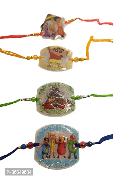 Bheem Motu Patlu Sin Chan And Tom N Jerry Glitter Rakhi For Kids Pack Of 4