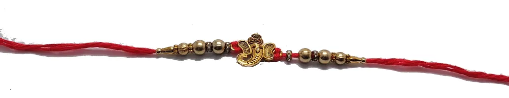 1 Ganesh Ji Metal Rakhi N 1 Bhagwan Ji Rakhi with Greeting Card-thumb2