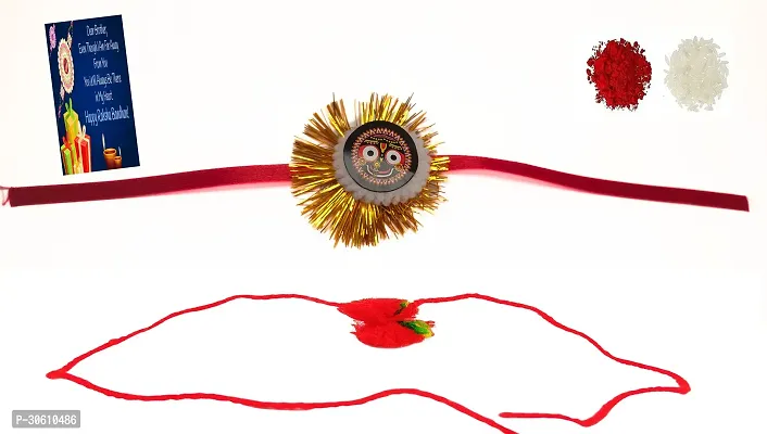 1 Traditional N 1 Bhagwan Ji Ki Rakhi N Greeting Card, Roli Chawal