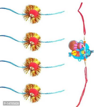 Rakhi Set  (4 Designer Rakhi and 1 Krishna Kids Rakhi)-thumb0