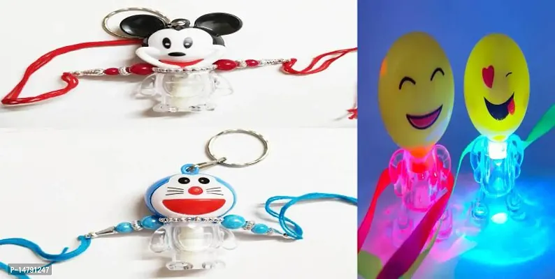 Rakhi Set  (Doreamon, Miky,Two Smiley Kid's Desiner Light Rakhi)