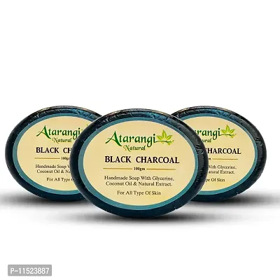 Atarangi Natural Activated Charcoal Face Brightening Soap, 100 gm ( Pack Of 3)-thumb0
