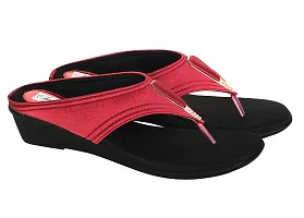 SPHENE Women's Fashion Flat Sandals | Synthetic Leather Comfortable and Stylish Wedges| Casual Wear For Women  Girls(RedBlack)-thumb1
