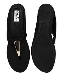 SPHENE Synthetic Leather Flat Sandals For Women| Comfortable and Stylish Wedges| Casual Wear For Women  Girls(BLACK)-thumb4