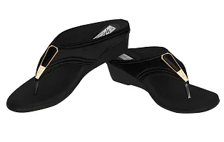 SPHENE Synthetic Leather Flat Sandals For Women| Comfortable and Stylish Wedges| Casual Wear For Women  Girls(BLACK)-thumb3