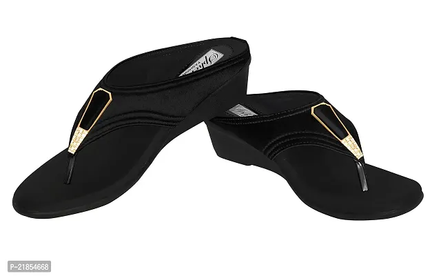 SPHENE Synthetic Leather Flat Sandals For Women| Comfortable and Stylish Wedges| Casual Wear For Women  Girls(BLACK)-thumb4