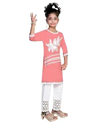 SPHENE Girls Printed Above Knee Length Dresses Pink-thumb1