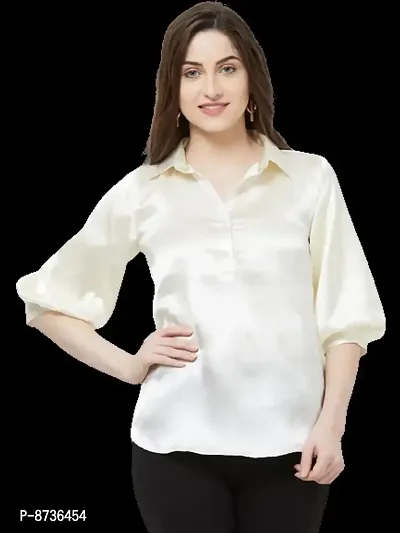 Classic Satin Solid Shirt for Womens-thumb0