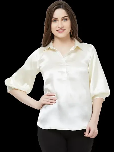 Classic Satin Solid Shirt for Womens