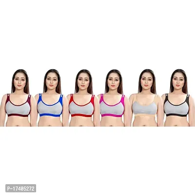 Women And Girls Sports Bra Pack Of 6 Multicolour