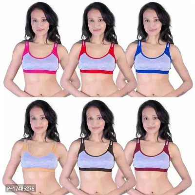 Women And Girls Sports Bra Pack Of 6 Multicolour - 2-thumb0