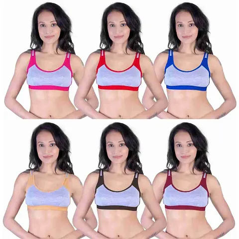 Best Selling Bras!!Pack Of 6 Non Padded Sports Bras