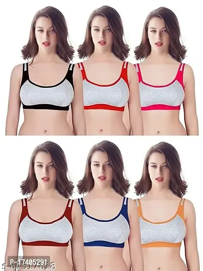 Women And Girls Sports Bra Pack Of 6 Multicolour - 6-thumb0