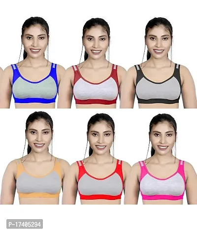 Women And Girls Sports Bra Pack Of 6 Multicolour - 7-thumb0