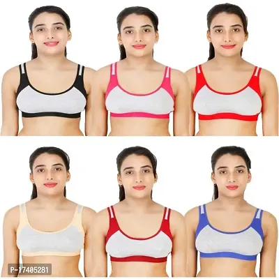 Women And Girls Sports Bra Pack Of 6 Multicolour - 4